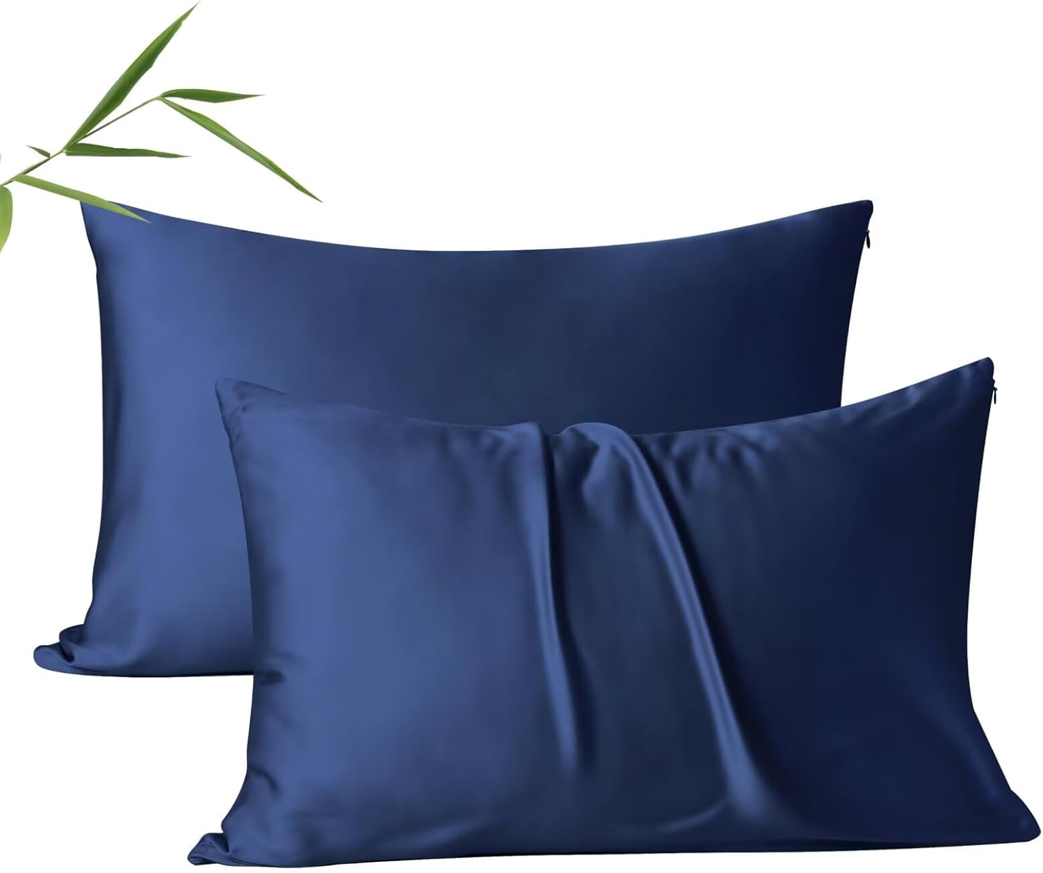 4 Pack Cooling Pillow Cases,Viscose Derived from Bamboo Pillow Protectors Standard Size Set of 4, 400 TC Soft Silky Breathable Summer Pillow Cover with Zipper Hidden (4PCS, Standard,Navy Blue)