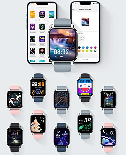 Smartwatch slim horloge, Bellen/beantwoorden, Fitness tracker met Hartslag Slaapmonitor 1.85'' Full-Touch-smartwatch voor Dames Heren Stappenteller voor sportcalorieën - Afbeelding 6