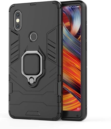 MUMOYAN Coque pour Xiaomi Mi Mix 2s, hybride 2 en 1 TPU + PC Bumper rotatif à 360°, protection anti-chute de qualité militaire, [Travaux avec support de voiture magnétique] Étui de protection, noir