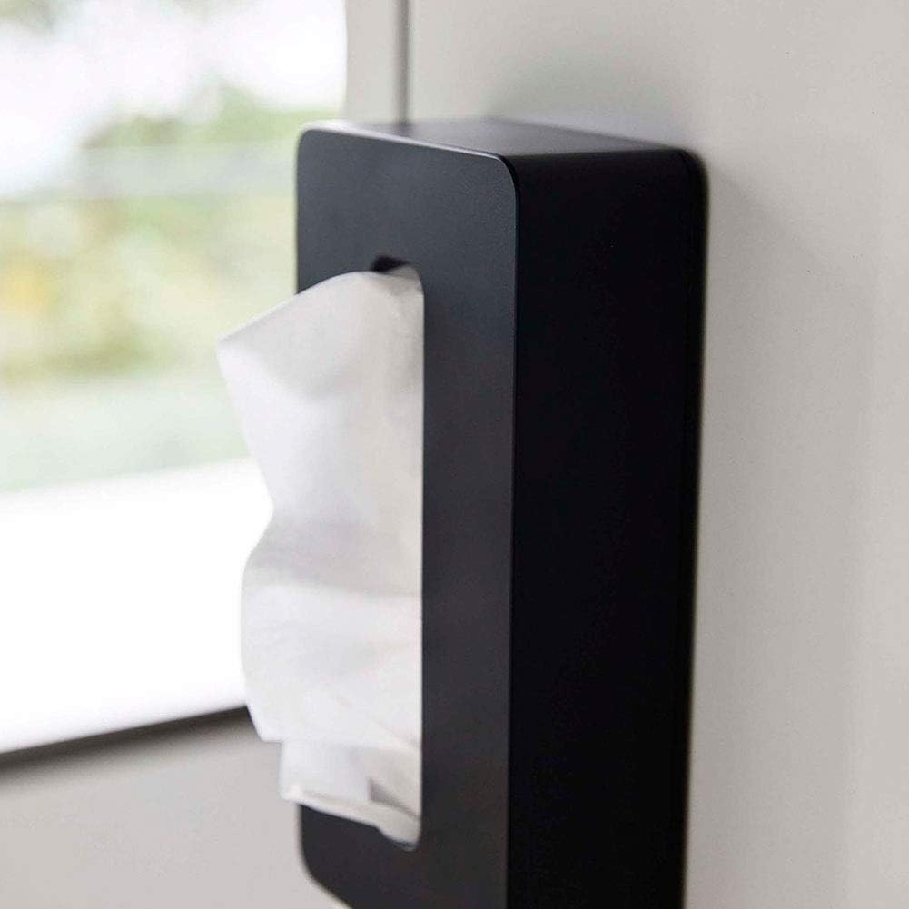 Yamazaki 5095 Magnetic Compact Tissue Case, Tower, Black, Approx. 4.5 x 2.2 x 8.5 inches (11.5 x 5.5 x 21.5 cm), Tower Compatible with Soft Pack Tissue, ブラック
