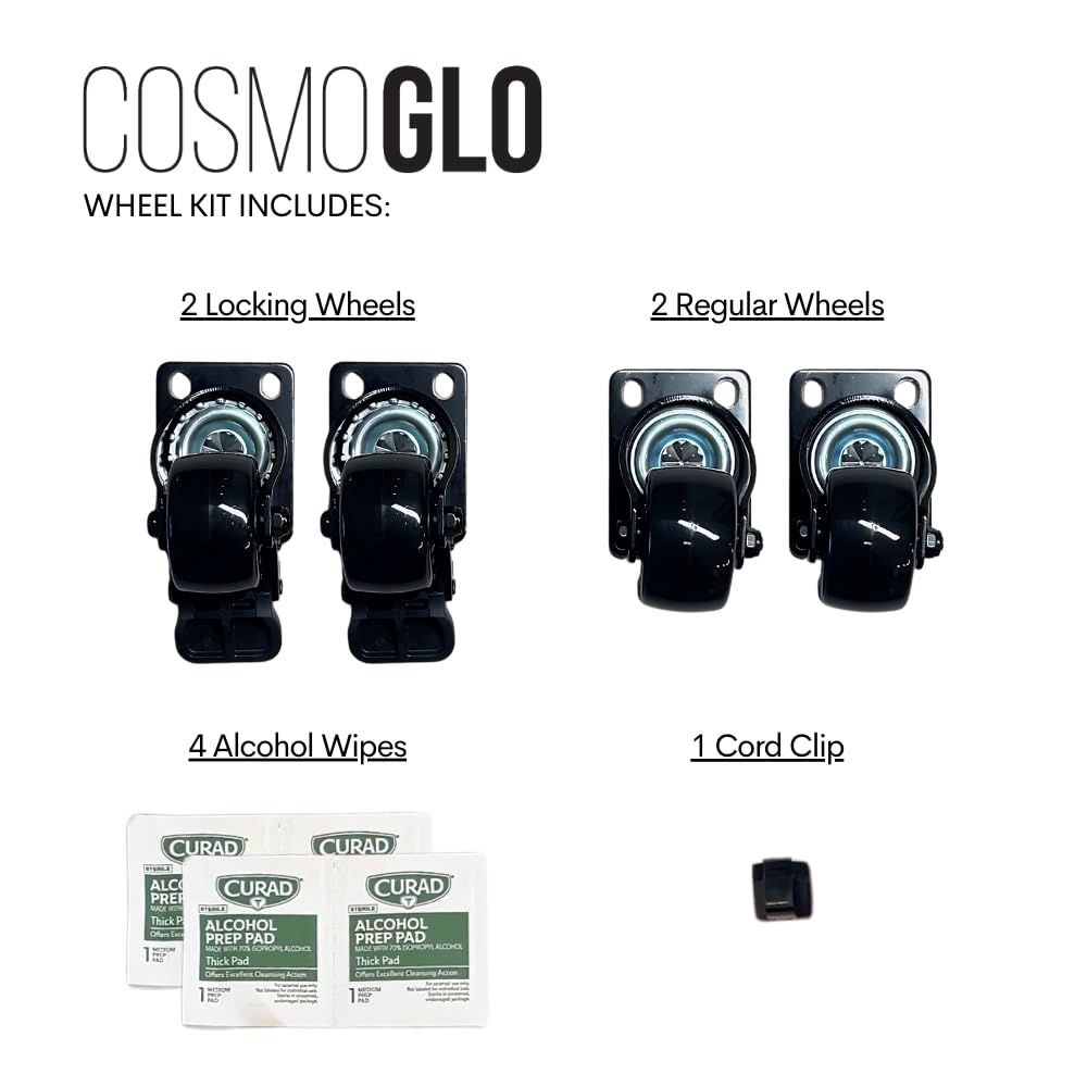 CosmoGlo Premium Wheel Kit for Lash Light - Upgrade Your Half Moon Light - Compact, Durable and Easy To Install Components - Perfect for Lash Light Tattoo Light and Half Moon Light - Black
