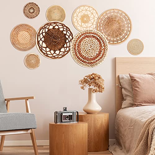 Eersida 9 peças de decalques de parede de cesta boho redondos modernos decalques de parede adesivos