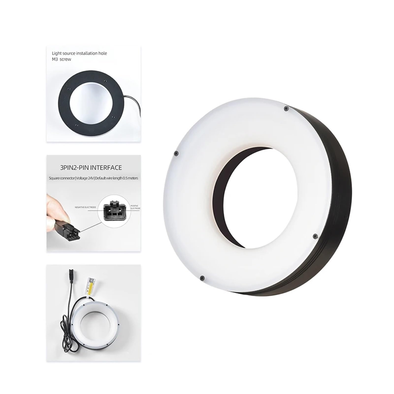 Oświetlenie tokarki, Lampa pierścieniowa 12V LED z systemem wizyjnym. Wysoka jednorodność Przemysłowa lampa inspekcyjna. Lampka identyfikacyjna(Blauw)
