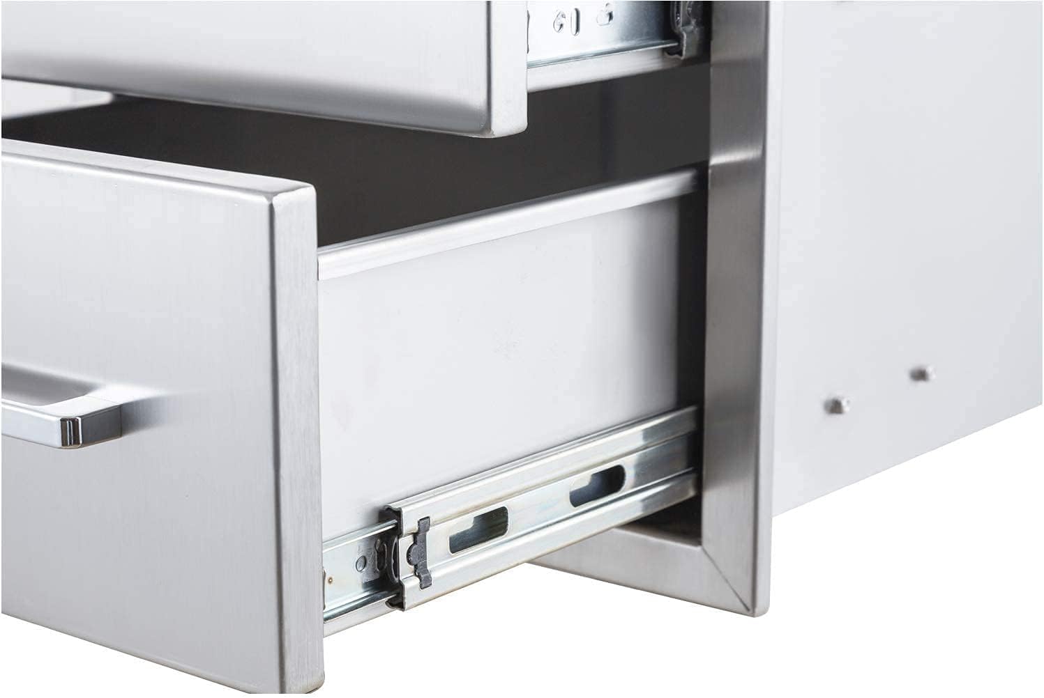 TIANAI Outdoor Kitchen Drawer 14" W x 20-1/2"H x 23" D Stainless Steel BBQ Drawer with Exquisite Handle Three-Opening Drawer for Embedded Installation