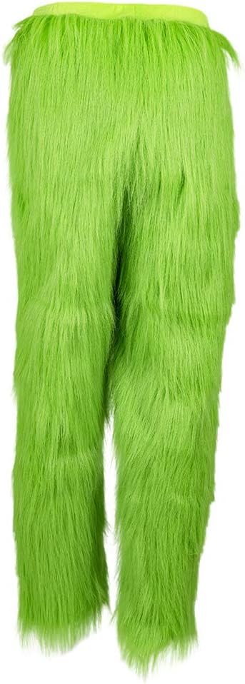 Mens Green Furry Pants Adult Christmas Funny Cosplay Costume Props Green Santa Costume Trousers for Men Women - Image 5