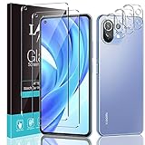 LϟK 2 + 3 Pezzi per Xiaomi Mi 11 Lite 5G/4G/ NE - 2 Pezzi Vetro Temperato Pellicola Protettiva + 3 Pezzi Pellicola Fotocamera, 9H Senza Bolle HD Schermo Protettivo Facile Kit D'Installazione