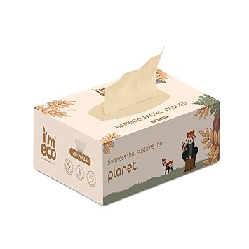 IMECO Bamboo Facial Tissue 200 Pulls | Pack of 1 X 200 Pulls | 2-Ply Biodegradable Soft Tissue Paper | Disposable | Highly Absorbent & Eco Friendly