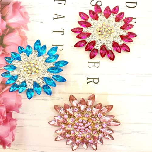 Image of Rhinestone Sunflower Brooch Pin for Women Red Black Purple Large Flower Broochs Snowflake Brooch Marquise Wreath Brooches Jewelry