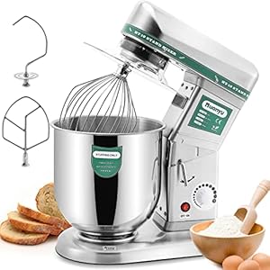 Huanyu Commercial Stand Mixer 10QT 500W Electric Dough Blender with Stainless Steel Bowl Dough Hook Flat Beater Whisk 3 In 1 Multifunctional Food Mixing Machine 180 °Agitating Home Use 110V USplug