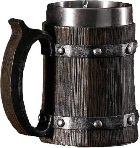 GEBYUI?酒杯 木製ステンレスビールタンクセット|4 点カップ付き ビール・コーヒー・紅茶多目的 持ちやすい パーティー・バー用 クリスマス・誕生日ギフト ? ビールジョッキ