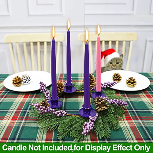 [Safety Fire Retardant] Christmas Purple Advent Wreath Decoration, Realistic Spruce Christmas Centerpiece With 4 Candle Holder Pinecone 6 Berry Advent Decor For Table Holiday Home Church (No Candles) #TOP4