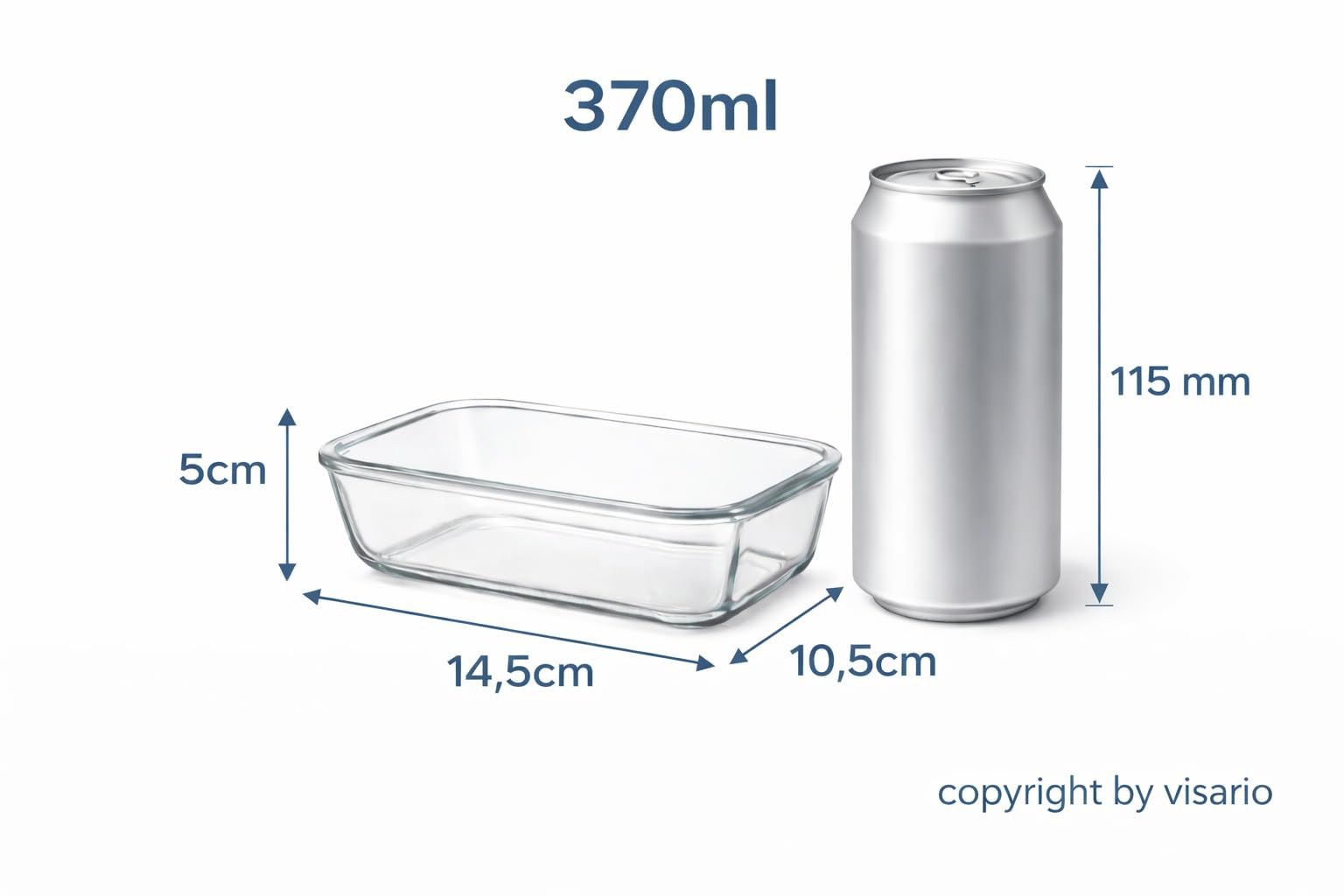 Visario Botes de Cristal hermeticos pequenos Set 5 Piezas 370 ml 2403