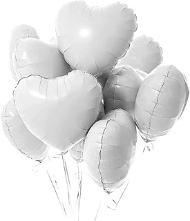 AnnoDeel 20 pcs White Heart Foil Balloons, 18inch white Heart Shaped Helium Balloons Mylar Balloons for Wedding Decoration Party Balloons Birthday