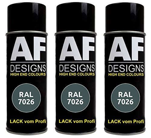Alex Flittner Designs 3X Ral Pintura en Espray Pintura Coche Laca Colorida Lata de Aerosol RAL7026 Gris Granito Mate