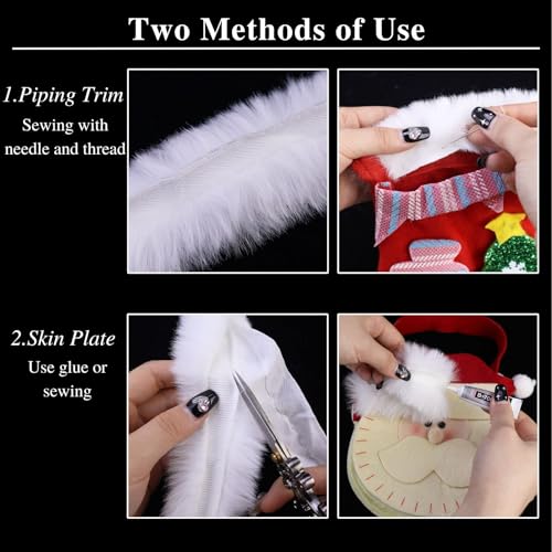 Christmas White Faux Fur Ribbon Trim Artificial Furry Strip Sewing Trim for Sewing Christmas Xmas Tree Decor Crafts DIY 1.77 Inch 4 Yards