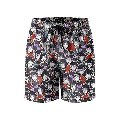 Flames Wolf-US Lydia Deetz Goth Girl Dark Humor Men's Swim Trunks Casual Athletic Board Short
