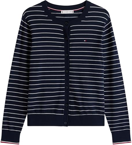 Tommy Hilfiger Damen Cardigan Jersey Stitch Elegant, Mehrfarbig (Dark Night Navy/Ivory Silk STP Gs), XXS 4