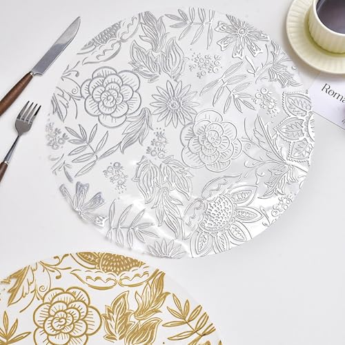Set de table argenté aux finitions ciselées feuilles de jonquilles pour table chic - 3