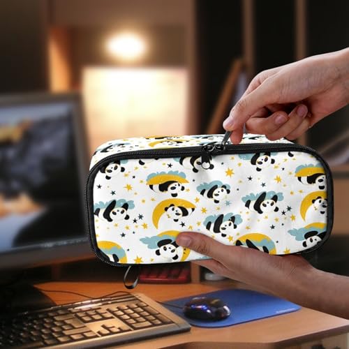 Image of Cute Panda Girls Pencil Case Large Capacity,Moon Star Pencil Organizer for Preschool Kids Pencil Pouch for 1St 2Nd Children Pencil Bag for Boys Adults Men Cion Purse Handbag
