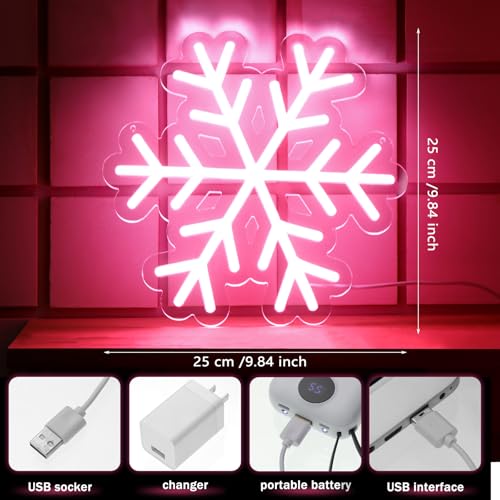 Image of Treela 3 Pcs Pink Snowflakes Lights Christmas Light up Window Lights