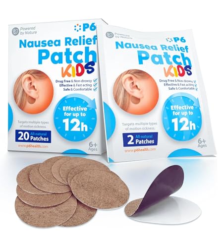 P6 Motion Sickness Patches for Kids - All Natural Sea Sickness Patches for Cruise and Car - Non Drowsy Motion Patch for Children - Safe Motion Sickness Patch for Travel