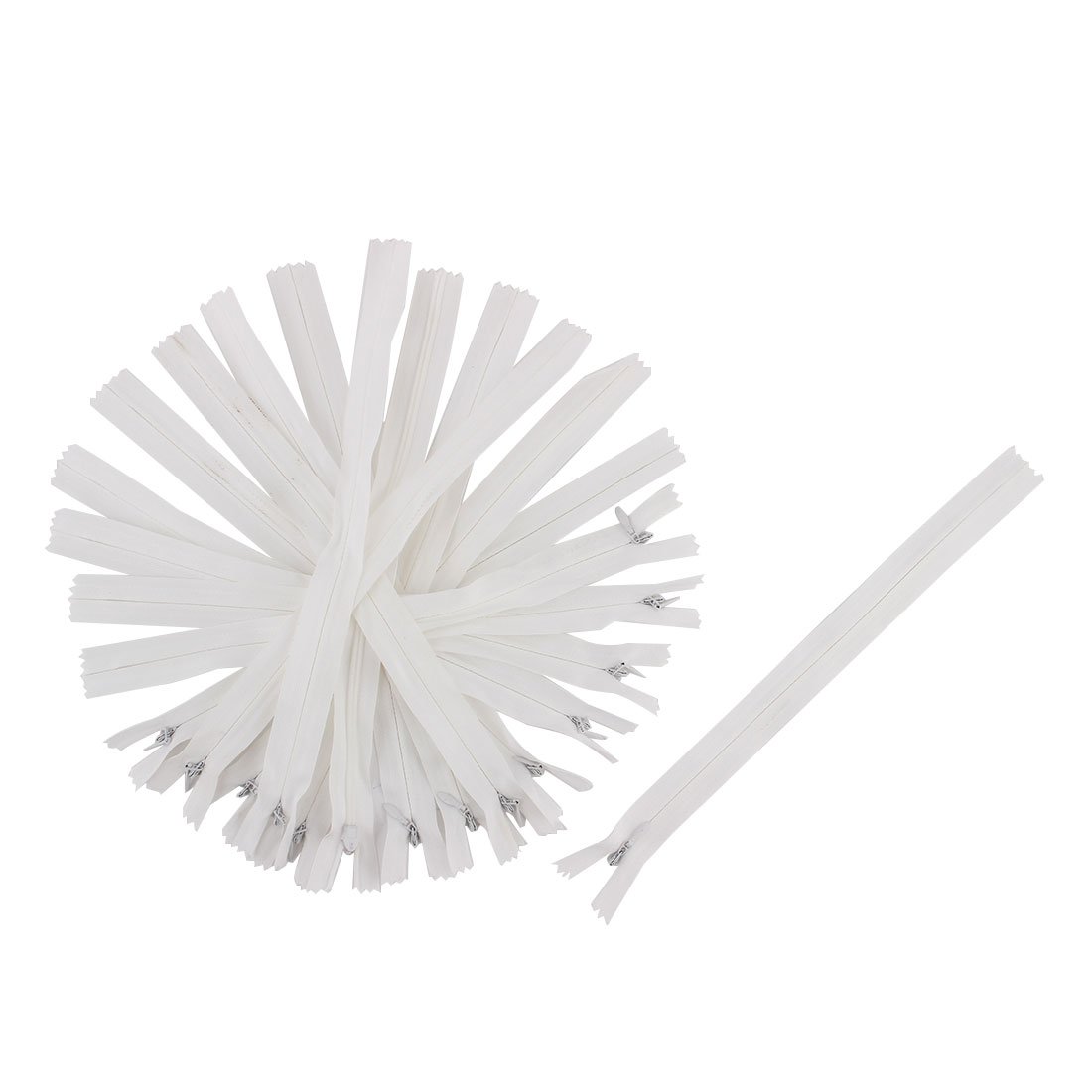 Generic Nylon Home Tailor Dress Sewing Tool Invisible Smooth Zipper 25cm Length 15 Pcs White