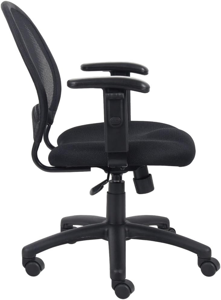 Boss Office Products Mesh Task Chair with Adjustable Arms in Black (B6216)