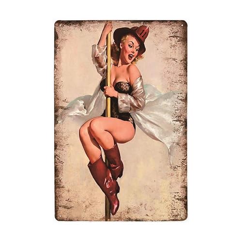 Pin Up Girls Sexy Lady - Metal Tin Sign Retro Vintage Plaque