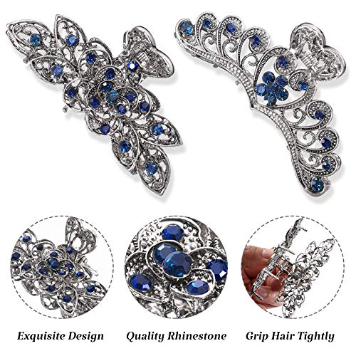 4 Pieces Metal Hair Clips Large Vintage Flower Hair Claw Jaw Clips Non-Slip Metal Rhinestone Hair Claw Jaw Clips Barrette Accessories For Women Girls #TOP1