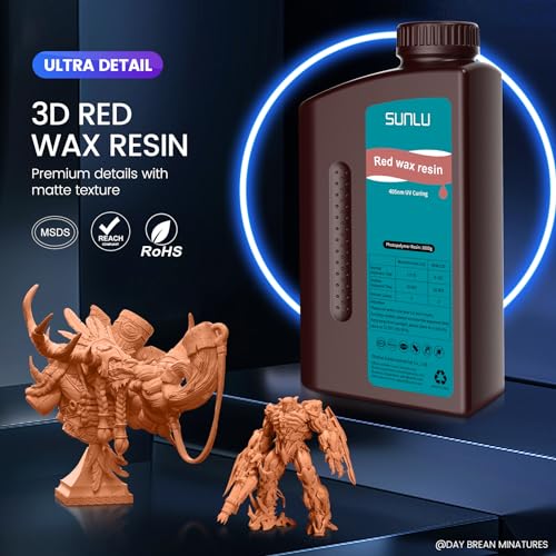 Image of SUNLU 10K Red Wax 3D Printer Resin, High Precision 405nm UV-Curing Resin with Delicate Texture for MSLA /DLP /LCD 3D Printing, 2000g Red Wax Resin