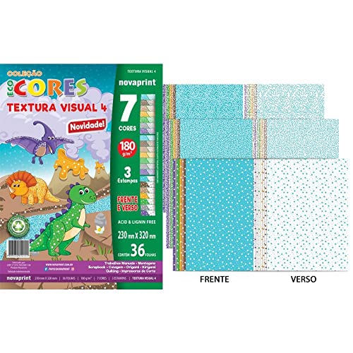 Bloco Textura Visual 4, 180 Gramas, 36 Folhas, 3 Estampas, Novaprint, Bloco Para Educacao Artistica,