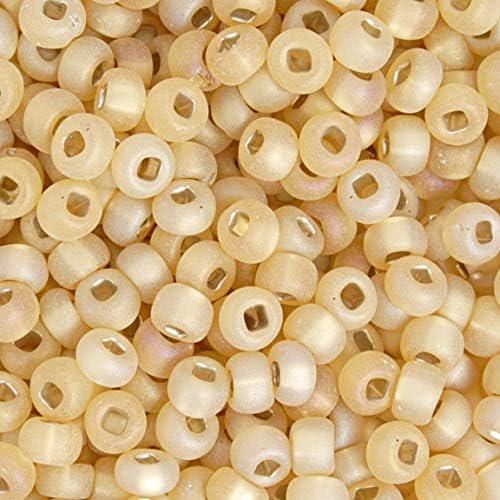 Czech Glass Seed Beads 2/0 (6.1mm Diameter) Silver Lined Transparent Light Topaz AB Matte DIY Jewelry Making Beads - 500g Bulk Bag by Preciosa (Jablonex)