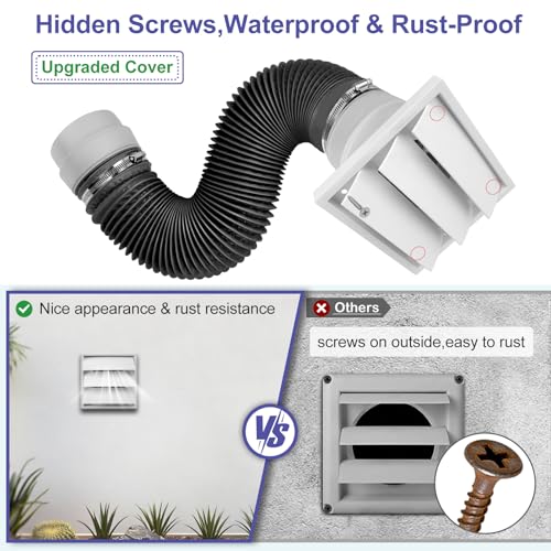 Upgraded 3 in 1 Dryer Vent Kit,include Dryer Vent Hose for Tight Space, Dryer Vent Cover Outside for Wall and the Special Sealing and non-fall off 4 inch Flexible Hose Connectors by Nightyling - Used condition - Image 7