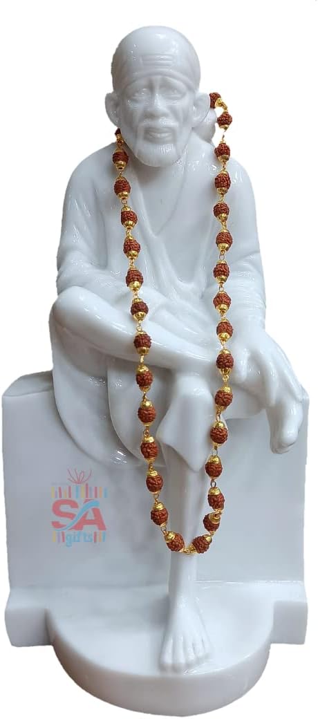 Sai Amrut Gifts Dust Marble Sai Baba Statue Decorative Showpiece - 12Inch (Marble, White)