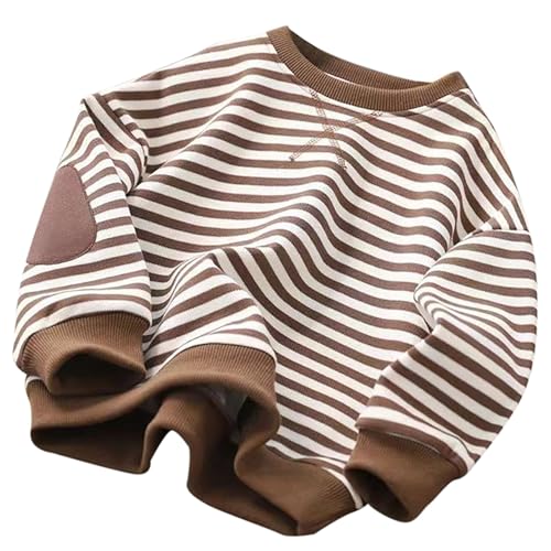 Boy Hoodie Classic Striped Sweatshirt Color Block Crew Neck Long Sleeve Shirt Casual Loose Pullover Plain Jacket