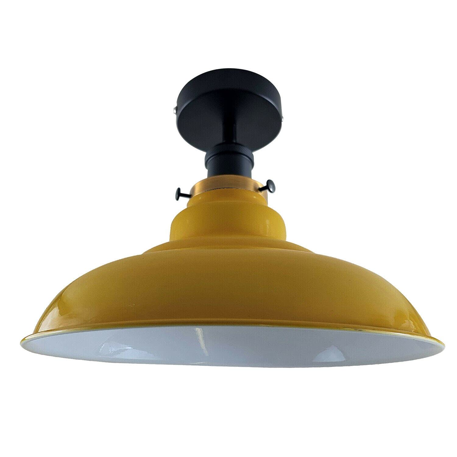 DC VOLTAGE Modern Vintage Industrial Flush Mount Ceiling Lamp Retro Flush Mount Pendant 1 Light Metal 32cm Shade Hallway Indoor Light Fitting for Bed Room, Kitchen, Living Room and Dining Room