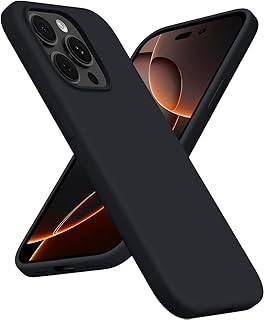 جراب سيليكون سائل من يويوتيك، لموبايل ايفون 16 برو ماكس رفيع وناعم ومضاد للصدمات مع بطانة من المايكروفايبر لموبايل ايفون 16 برو ماكس - أسود تيتانيوم