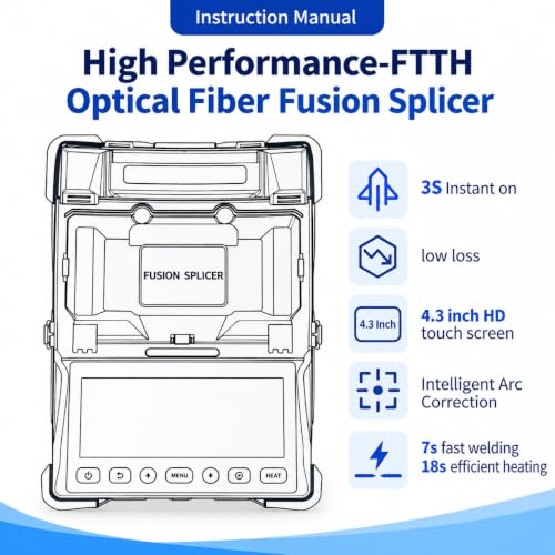 Image of Corslet OFSM-02 High Performance Fiber Optic Fusion Splicer - FTTH Splicing Machine with All Tools, 6s Fast Welding & 18s Heating, Multifunctional Optical Fiber Splicer for Professionals