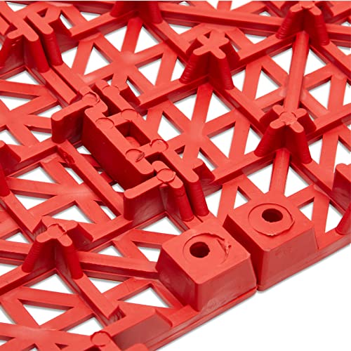 4 Pack Interlocking Rubber Floor Tiles, 12X12 In Mat For Shower Bathroom Pool Patio (Red) #TOP4