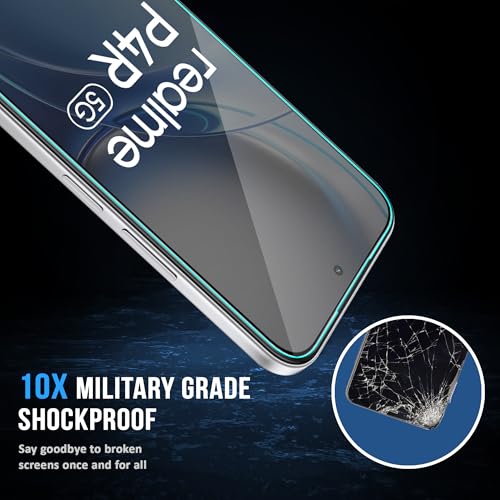 Image of FIRST MART Tempered Glass for Realme P4R, 9H 0.3 mm Full-Glue Screen Protector with Cable Protector, 3D Edge-to-Edge, HD Clear, Case-Friendly, Black, Pack of 1