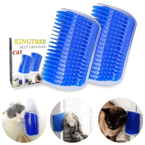 Image of Kingtree Cat Corner Scratcher Self Groomer with Catnip, 2 Pack Softer Cat Face Scratchers Wall Corner Grooming Massage Combs for Long & Short Fur Cats