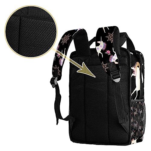 Sac à dos garçon licorne mystérieuse rose noir et multicolore