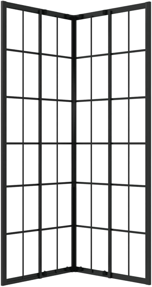 Shower Cabin 31.5 x 31.5 x 70.9 Inch, Square Glass Shower Enclosure with Black Grid Print, Aluminum Frame, Modern Walk-in Shower Screen for Bathroom