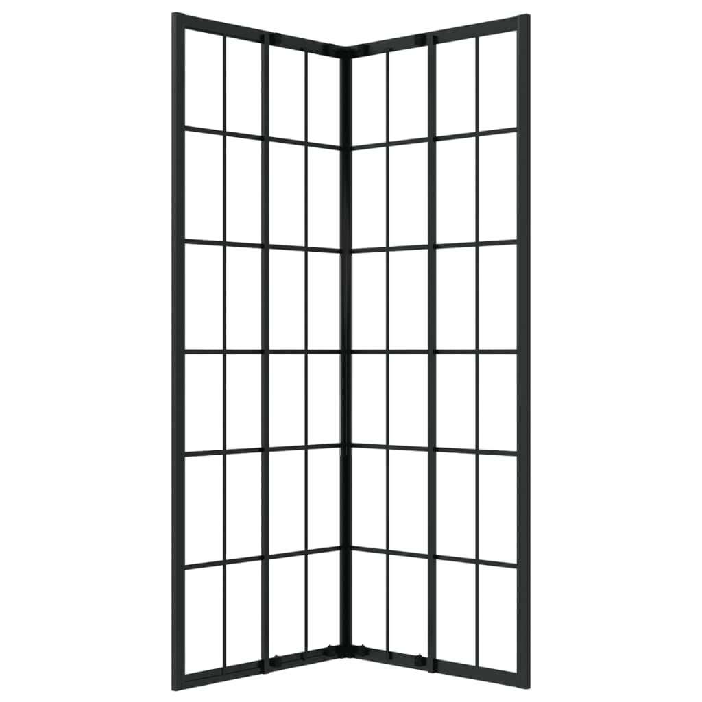 Kabina prysznicowa ESG 80 x 80 x 180 cm z profilem aluminiowym i czarnym nadrukiem rastrowym, przezroczyste szkło, kabina prysznicowa z drzwiami wahadłowymi, w zestawie materiał montażowy do