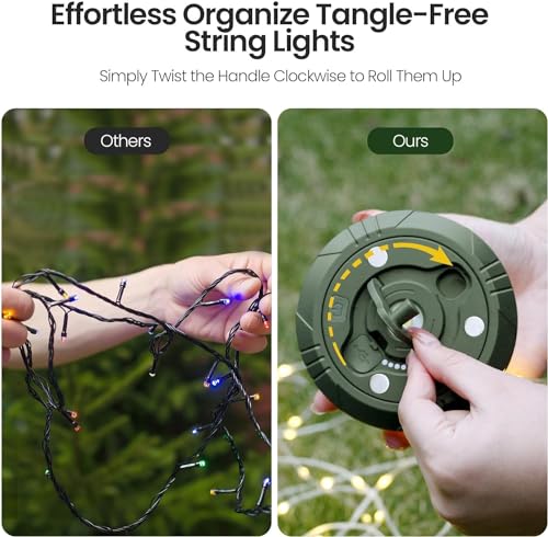 Image of BONZELLA Outdoor String Lights for Decoration 32.8FT,2 in 1 Rechargeable Camping String Light & LED Flashlight Torch with 8 Lighting Mode for Hiking,Tent, Portable USB Camping Lantern with Powerbank