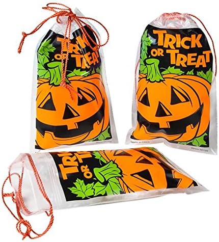 RINCO Halloween Trick Or Treat Drawstring Pumpkin Mini Goody Bags (144)