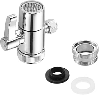 Water Filter for Sink Faucet,Diverter Valve for Above Counter Water Filter Kitchen Sink Faucet Splitter for Water Diversion Push on 3/8 inch Tubing Replacement Part Adapter Chrome