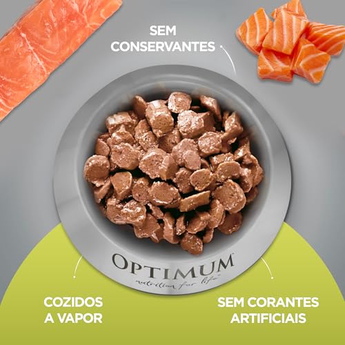 Pack Ração Úmida Optimum Sachê para Gatos Adultos Sabor Salmão 85g - 40 unidadaes