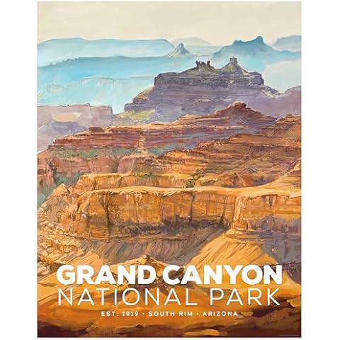 Stamp My Passport Grand Canyon National Park Poster - Watercolor Vintage Travel Art - Nature Home Decor & Mountain Wall Art - Adventure Prints & Gifts - Unframed 11x14 Cover