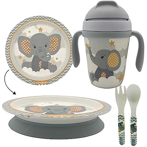 Primo Passi Kids Bamboo Set Suction Plate & Cup (Little Elephant) Cover